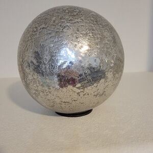 Lighted Antiqued Silver Decorative Sphere
